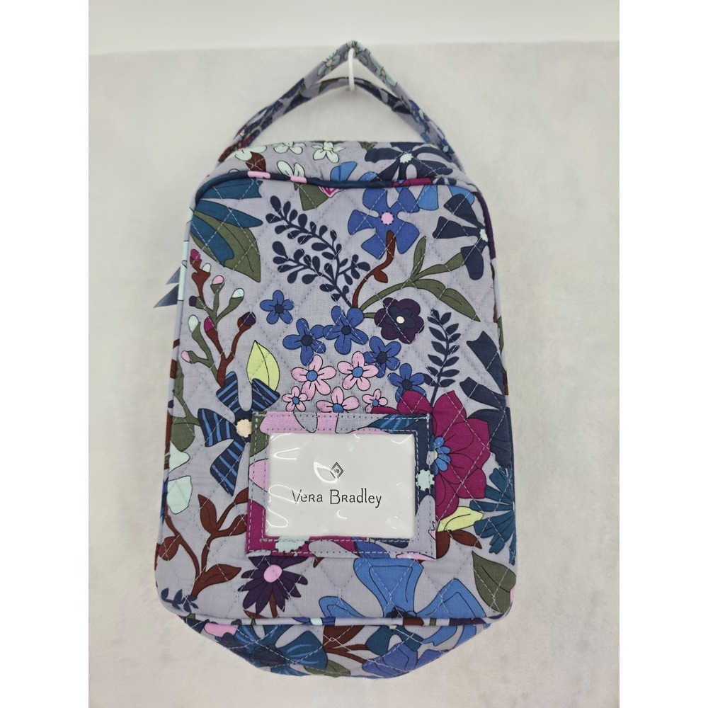 Vera Bradley Floral Quilted Cooler Lunch Cosmetic Bag Gray Blue Bengal Lily Work